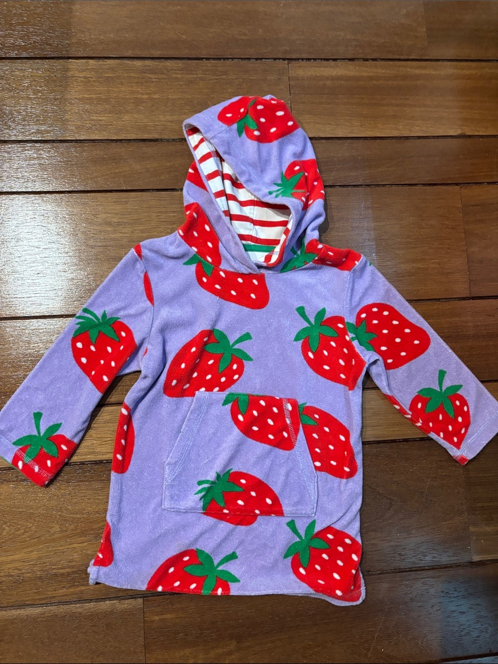 Mini Boden Kids' Strawberry Hooded Towel Swim Cover Up